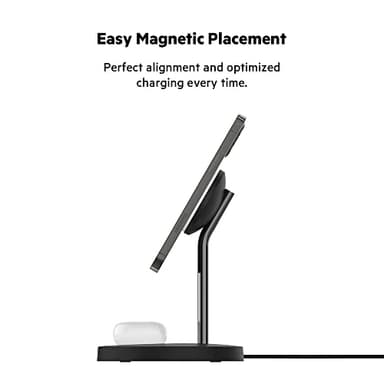 Belkin MagSafe 2-in-1 Wireless Charging Stand for Apple iPhone 13, 14, 15, 16, & AirPods - Fast Charging Station for Multiple Devices - Black - Image 3