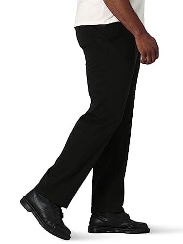 Lee Men's Big & Tall Extreme Motion Flat Front Regular Straight Pant Black 52W x 30L - Image 2