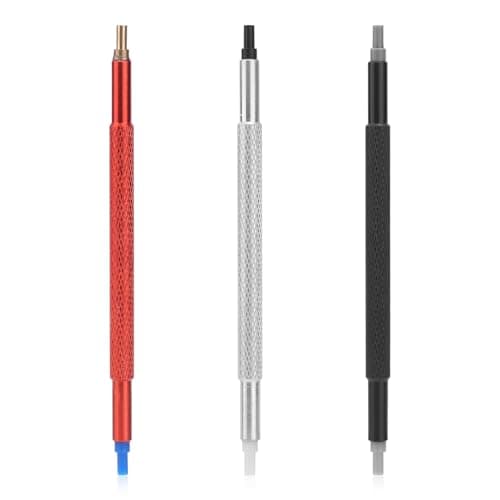 BOXOB 3pcs Watch Hand Setting Tool, Stainless Steel Watch Hand Pressers Pusher Fitting Set Plastic End Wristwatch Pin Removal Repair Multi Hole Sizes Watch Pointer Adjustment for Watchmakers - Image 1