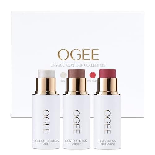 Ogee Face Stick Crystal Collection Trio - Contour Stick Makeup Collection - Certified Organic Contour Palette - Includes Bronzer Stick, Blush Stick & Highlighter Stick - Image 1