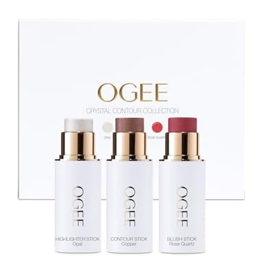 Ogee Face Stick Crystal Collection Trio - Contour Stick Makeup Collection - Certified Organic Contour Palette - Includes Bronzer Stick, Blush Stick & Highlighter Stick - Image 1