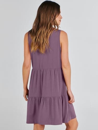 ANRABESS Womens Summer Casual Tank Dress Sleeveless V Neck T Shirt Sundress Flowy Tiered Swing Mini Beach Vacation Dresses Purple XX-Large - Image 6