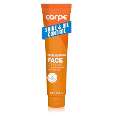 Carpe Sweat Absorbing Face Lotion for Oily Skin Control, Mattifying Face Lotion with Moisturizing Hyaluronic Acid and Squalane, Fragrance Free, 1.35 oz - Image 1