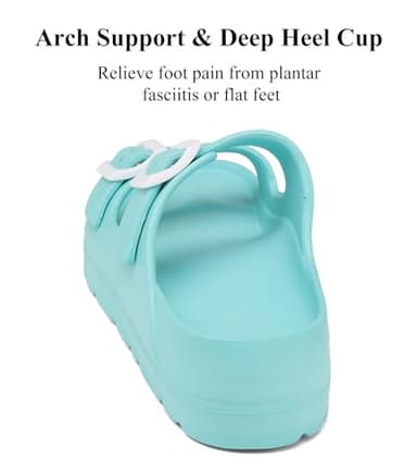 Womens Platform Sandals with Arch Support, Open Toe Buckle Sandal for Women, Summer Flat Slides Pool Beach Vacation Essentials - Image 3