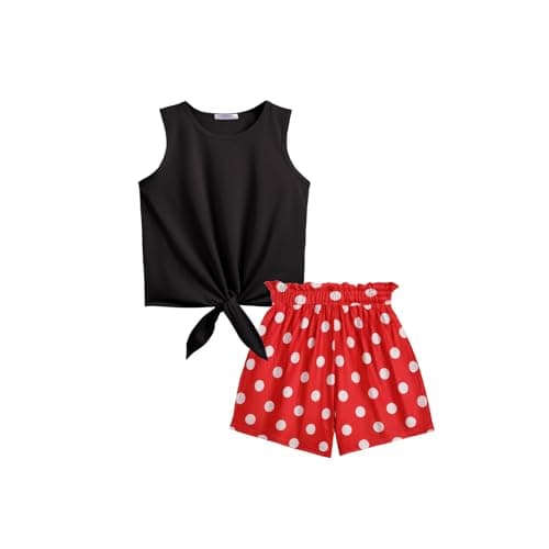 Arshiner Toddler Girls Short Sets Tie Knot Tank Top and Paperbag Waist Shorts Cute Girl Summer Clothing for 2-7 Years - Image 1
