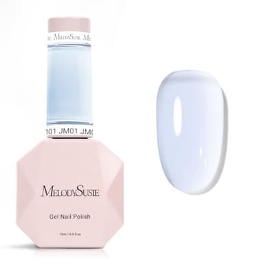 MelodySusie Jeweliver Gel Nail Polish, 0.5Fl Oz Light Blue Jelly Gel Polish Sheer Translucent Nude Soak Off UV LED Light Cure Spring Summer Colors Manicure Nail Art DIY at Home JM01 - Image 1