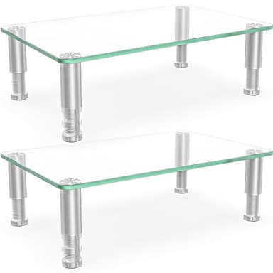 2 Pack Computer Monitor Riser with Height Adjustable Multi Media Desktop Stand for Flat Screen LCD LED TV, Laptop/Notebook/Xbox One - Image 1