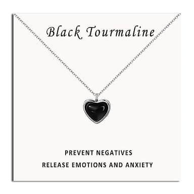 SmileBelle Black Heart Necklace for Women, Gothic Black Necklaces Black Tourmaline Necklace as Birthday Gifts for Her, Black Handmade Jewelry Silver Heart Pendant Necklace for Teen as Tendy Jewelry - Image 1