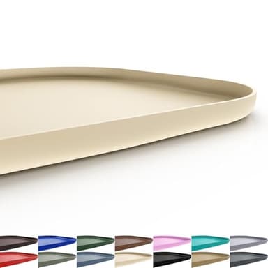 SMILOOL Silicone Pet Feeding Mat with Raised Edge for Food and Water, Dog Bowl Mats, Cat Bowls Placemat with High Lip for Floor Waterproof, Rubber Tray for Cats and Dogs 19 x 12 x0.7 White Sand - Image 1