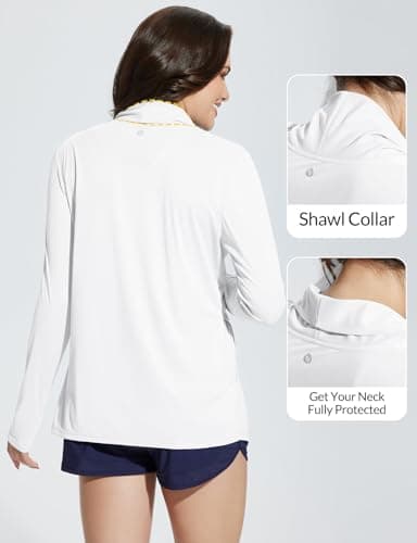 baleaf Women's Long Sleeve UPF 50+ Sun Protection Shirts Lightweight Open Front Cardigan with Pockets Beach Cover Up SPF Sun Wrap with Pockets White XL - Image 3