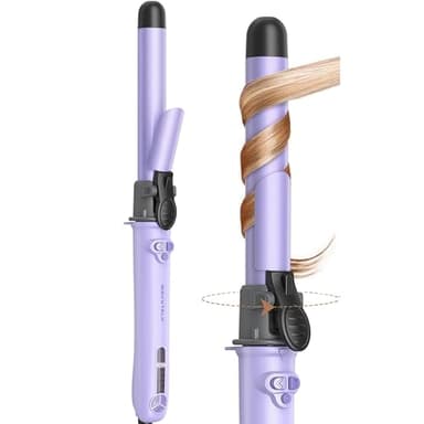 Wavytalk 1 Inch Rotating Curling Iron, Curl Cycle, Automatic Curling Wand for Long Hair, Get Effortless Beach Waves with Self Spinning Barrel up to 430°F with Home Button, Dual Voltage, Purple - Image 1