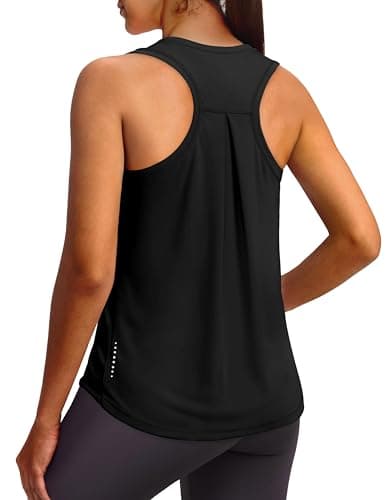 XIEERDUO Racerback Tank Tops for Women Summer Athletic Tops for Women 2025 Beach Vacation Clothes for Women Black L - Image 1