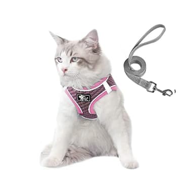 Dog and Cat Universal Harness with Leash - Cat Harness Escape Proof - Adjustable Reflective Step in Dog Harness for Small Dogs Medium Dogs - Soft Mesh Comfort Fit No Pull No Choke, Pink, L - Image 1
