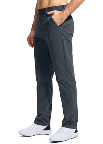 Pudolla Men's Golf Pants Stretch Classic Fit Work Dress Pants 32 Lightweight Quick Dry Casual Slacks Trousers with Pockets(Iron Grey 34Wx32L) - Image 3
