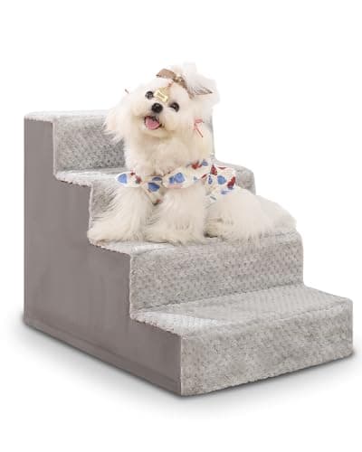 Dog Stairs for Small Dogs,17.5" H,4-Step Dog Steps for High Bed Couch and Sofa,Pet Stairs for Dogs and Cats Climbing with Non-Slip Bottom and Washable Cover,Light Grey - Image 1