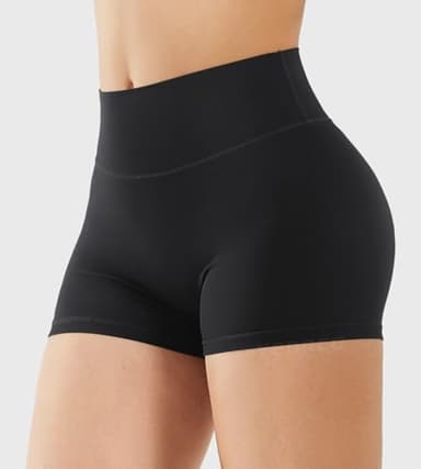 YEOREO Women's Biker Shorts 2.5" No Front Seam Elysina High Waist Hidden Scrunch Workout Gym Yoga Running Shorts Black M - Image 3