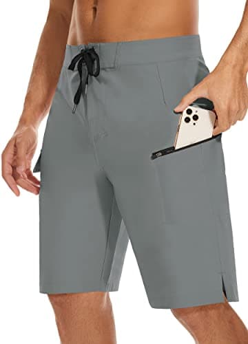 MIVEI 22" Men's Board Shorts Swimwear No Mesh Lining - Long Swim Trunks Surf Shorts Bathing Suit with Zipper Pocket UPF50+ - Image 1