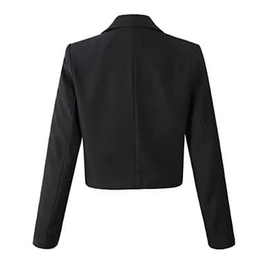 Beninos Womens Long Sleeve Open Front Cropped Blazer Jacket (806 Black, S) - Image 2
