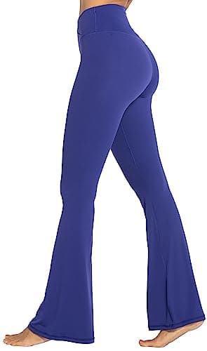 Sunzel Flare Leggings, Crossover Yoga Pants with Tummy Control, High-Waisted and Wide Leg, 30" Inseam, Navy Blue X-Small - Image 4