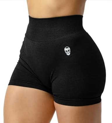 Gymreapers Seamless Shorts Infinity High Waist Biker Workout Scrunch Shorts for Women Athletic Gym Running Pilates Yoga Sport Short (Black Marl) - Image 1