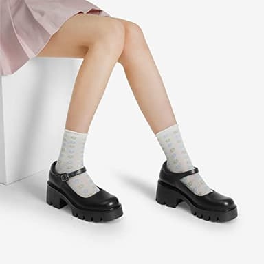 DREAM PAIRS Women's Mary Janes Shoes Platform Dress Low Heel Chunky Pumps Round Toe Ankle Strap Pumps Shoes Oxfords,Size 9,Black-PU,SDPU2346W-NEW - Image 5