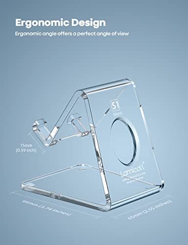 Lamicall Cell Phone Stand, Desk Accessories - Clear Office Cell Phone Holder, Acrylic Phone Stand, Desktop, Acrylic Office Desk Accessories, Office Decor, Suitable for iPhone, 4-8'' Phone - Image 6