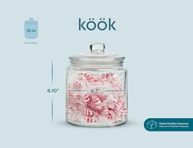 KooK Glass Storage Jars with Lids - 29oz (Set of 2), Kitchen Canisters for Sugar, Cookies, Cotton Balls, Glass Containers with Chalkboard Labels and Airtight Lid - Image 6