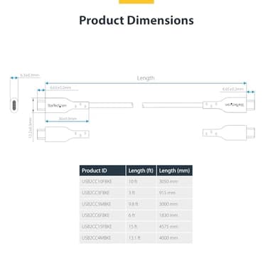 StarTech.com 6ft (1.8m) USB-C Charging Cable, USB C Cable, USB 2.0 Type-C Laptop Charger Cord, 60W 3A Power Delivery, M/M - Image 5