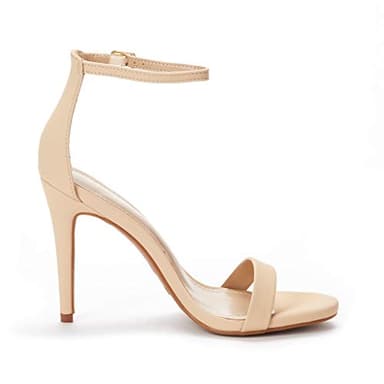 DREAM PAIRS Women's High Heels Flower Ankle Strap Stilettos Round Open Toe Dressy Sexy Sandals,Size 6.5,Nude/Nubuck,KARRIE - Image 3