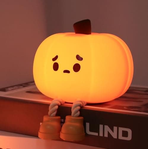 DREAMING MY DREAM Cute Pumpkin Lamp,Halloween Decor Night Light Silicone LED Lamp Rechargeable Bedside Touch Lamp,Nursery Pumpkin nightlight for Kids,Breastfeeding for Baby - Image 1