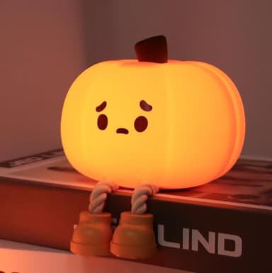 DREAMING MY DREAM Cute Pumpkin Lamp,Halloween Decor Night Light Silicone LED Lamp Rechargeable Bedside Touch Lamp,Nursery Pumpkin nightlight for Kids,Breastfeeding for Baby - Image 1