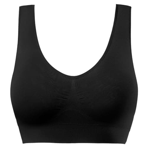 BESTENA Sports Bras for Women, Seamless Comfortable Sleep Bras Wirefree Black Bra with Removable Pads - Image 1
