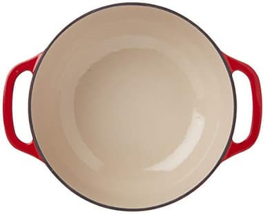 Lodge 6 Quart Enameled Cast Iron Dutch Oven with Lid – Dual Handles – Oven Safe up to 500° F or on Stovetop - Use to Marinate, Cook, Bake, Refrigerate and Serve – Island Spice Red - Image 7