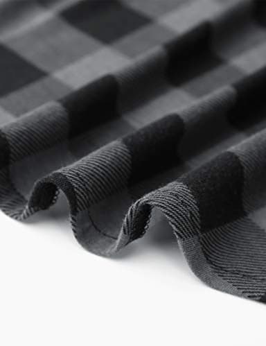 DJT Womens Soft Stretchy Knit Plaid Shirts Roll Up Long Sleeve Collared Button Down Blouses Tops XX-Large Black Plaid - Image 6