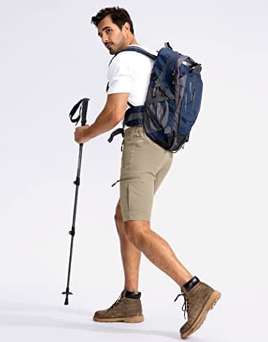 Pudolla Men's Hiking Cargo Shorts 9" Lightweight Outdoor Work Shorts for Men Travel Golf Camping Casual with 5 Zipper Pockets(Dusty Khaki Large) - Image 6