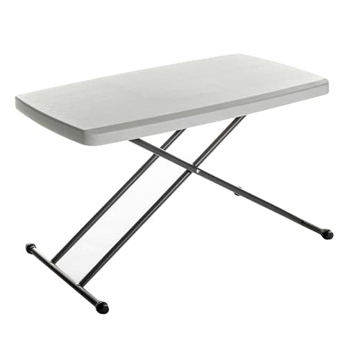 Iceberg Small Camping Personal Folding Table, Heavy Duty Utility Table, Adjustable Height, Platinum, 19.5” L x 30” W x 28" H - Image 1
