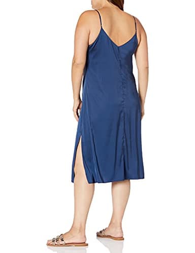 The Drop Women's Ana Silky V-Neck Midi Slip Dress, Navy, S - Image 4