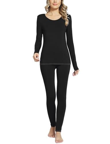 GYS Long Johns Sets Thermal Underwear for Women Lightweight Base Layer Snug fit Pajamas Set, Viscose Made from Bamboo, Black, Small - Image 3