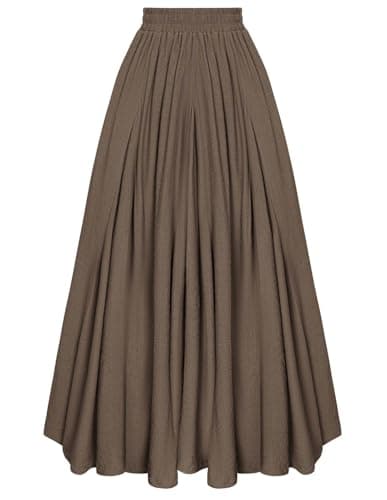 Scarlet Darkness Women Renaissance Long Maxi Skirt High Waist Flowy A Line Skirts Brown S - Image 1