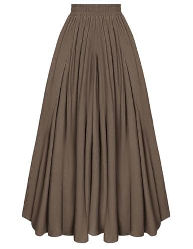 Scarlet Darkness Women Renaissance Long Maxi Skirt High Waist Flowy A Line Skirts Brown S - Image 1