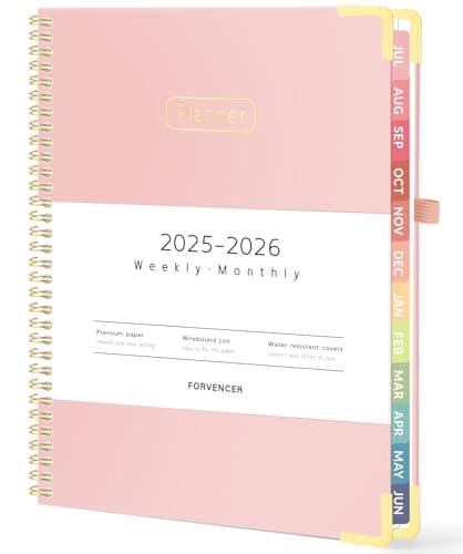 Forvencer Academic Planner 2025-2026, Hardcover Weekly & Monthly Calendar Planner, July 2025 - June 2026, 8.5" x 11", Daily Agenda Book with Tabs, College Organizer Notebook, School Supplies for Student Teacher Classroom, Pink - Image 1