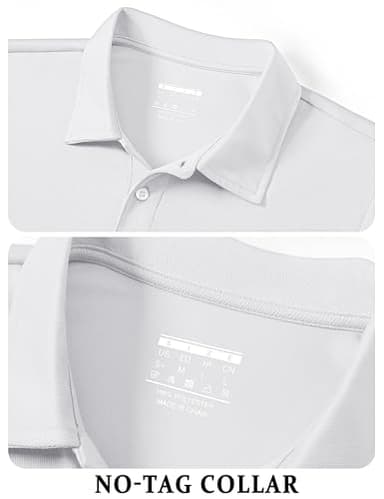 TACVASEN Mens Golf Shirt Dry Fit Mens Polo Shirts Short Sleeve Performance Golf Polos for Men with Collar Work Shirts White, L - Image 3