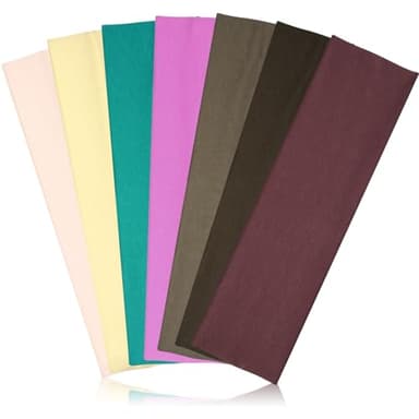 DiyJibb Headbands for Women, Stretchy Non Slip Soft Cotton Cloth Hair Bands for Sports, Workout, Yoga and Running, 7pcs (Light Pink, Dark Brown, Purple, Dark Gray, Turquoise, Light Yellow, Brown) - Image 1