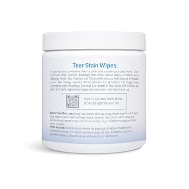 Veterinary Formula Smart Coat Complex Eye + Face Wipes for Dogs & Cats, 100 ct – Gently Remove Tear Stains, Clean Facial Fur & Eye Discharge, Fragrance-Free, Pre-Moistened - Image 6