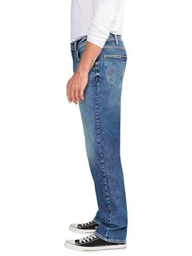 Silver Jeans Co. Men's Eddie Athletic Fit Tapered Leg Jeans, Dark Wash SOC344, 42W x 34L - Image 2