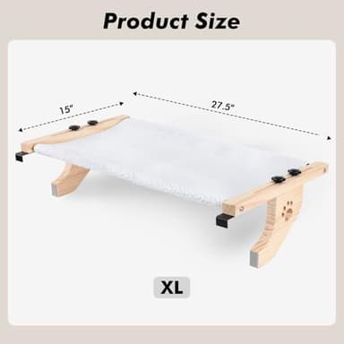 AMOSIJOY Cat Sill Window Perch Sturdy Cat Hammock Window Seat with Wood & Metal Frame for Large Cats, Easy to Adjust Cat Bed for Windowsill, Bedside, Drawer and Cabinet - Image 3