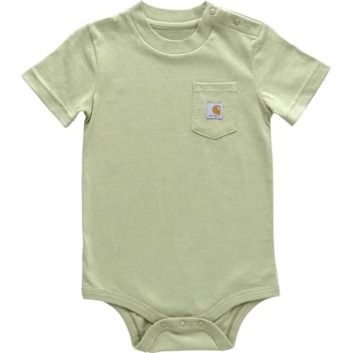 Carhartt Baby Short-Sleeve Pocket Bodysuit, Tea Green, 18M - Image 1