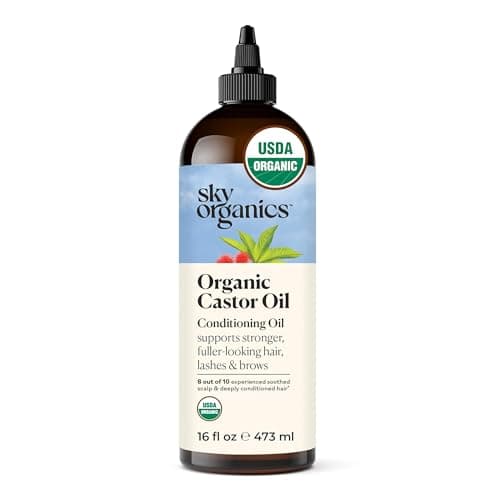 Sky Organics Castor Oil - USDA Certified Organic Hair Oil for Hair Growth, Skin, Face, Eyelashes - Cold Pressed & Hexane Free - Pure Organic Castor Oil Pack Wrap - Carrier & Hair Treatment Oil -16oz - Image 1