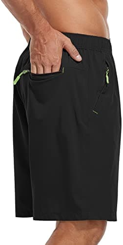 SPOSULEI Men's Athletic Shorts Quick Dry Lightweight Gym Running Casual 7 Inch Inseam Shorts with Zipper Pockets Black X-Large - Image 1