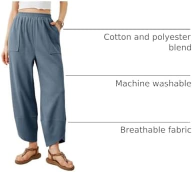 Womens Baggy Wide Leg Pants Summer Casual Elastic Waist Palazzo Harem Pants with Pockets - Image 6